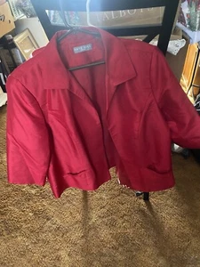 KATE HILL Women's Blazer Silk Long Sleeve Button Jacket Wine Red Size 18W - Picture 1 of 5