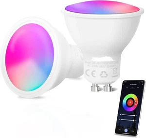 2 X Lampadina LED GU10 Wifi Intelligente RGB+2700-6500K Compatibile Alexa Google - Imagen 1 de 9