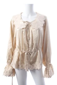 Reformation x Kacey Musgraves Seidentop Lillie mit Ösen bestickt / Nude - Bild 1 von 7