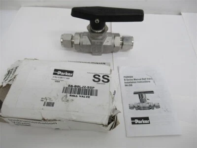 Parker 8A-B8LJ2-SSP, 1/2" Válvula de bola de compresión de acero inoxidable, 2 vías 6000 PSI Foto 1 de 3