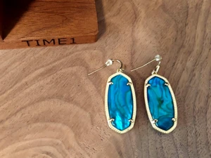 Kendra Scott Gold Jade Green Illusion Faceted Elle Drop Earrings - Picture 1 of 2