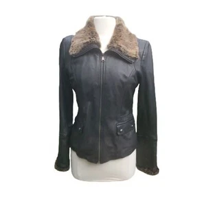 New Marc New York Andrew Marc Leather and real fir Motorcycle Jacket - Medium - Picture 1 of 15