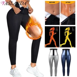 Womens Sauna Pants Waist Trainer Body Shaper Sweat Slimming Yoga Leggings Gym UK - Picture 1 of 24