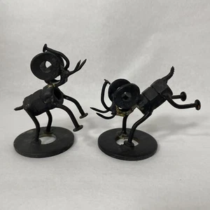 Estatuilla de elefante de acero arte en chatarra soldada de tuercas y pernos ÚNICA juego de 2 - Imagen 1 de 8