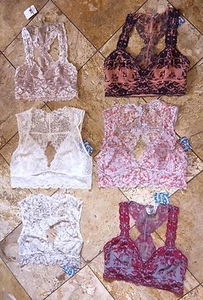 FREE PEOPLE Wild Roses Cross Dye Floral Lace Crop Top Bra Bralette Womens - Picture 1 of 10