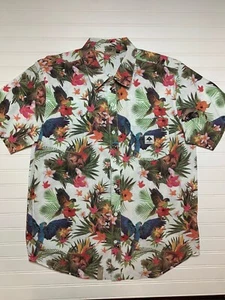 Lrg Wovens Men's Hawaiian Safari White S/s Linen Blend Button Up Camp Shirt XL - Picture 1 of 8