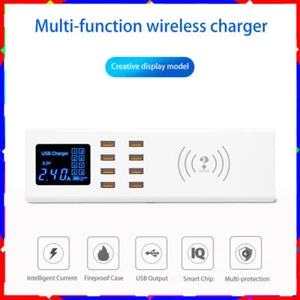 Multi-port 8USB LCD digital display wireless 5V/8A adapter for travel charging - Picture 1 of 11