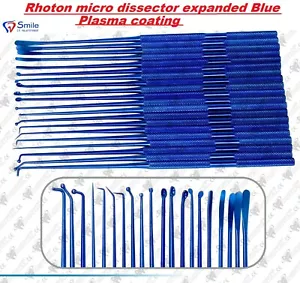 20 PCs Set Rhoton micro dissector expanded Blue Plasma coating Titanium CE NEW - Picture 1 of 2