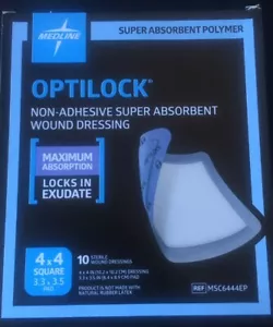 MEDLINE OPTILOCK Non-adhesive Super Absorbent Dressings 4" x 4" 10 ct Exp. 2029 - Picture 1 of 4