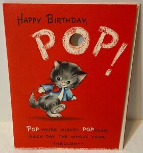 VTG Hallmark Birthday Card To Pop 4 Page Booklet Anthropomorphic Kitty Cats 