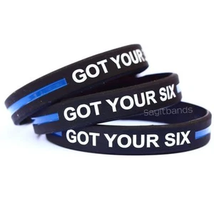 GOT YOUR SIX Wristband Lot - Thin Blue Line Police Law Enforcement Bracelet Set - Picture 1 of 23