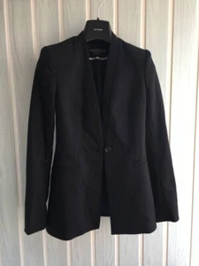 Alice + Olivia Employed Women's Black Cotton Button Nylon Blazer Coat Size 4 - Picture 1 of 24