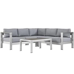 Shore 4 Piece Outdoor Patio Aluminum Sectional Sofa Set - Picture 1 of 8