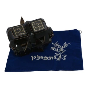 Tefillin for Right Handed Ashkenaz Version Jewish Kosher Tefilin Ashkenazic +Bag - Picture 1 of 8