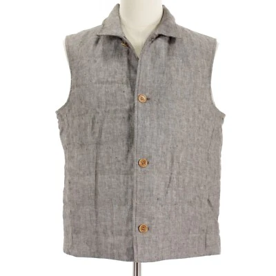 Chaleco con botones Luciano Barbera nuevo con etiquetas talla 50 (US M) marrón espiga cáñamo/lino Foto 1 de 4