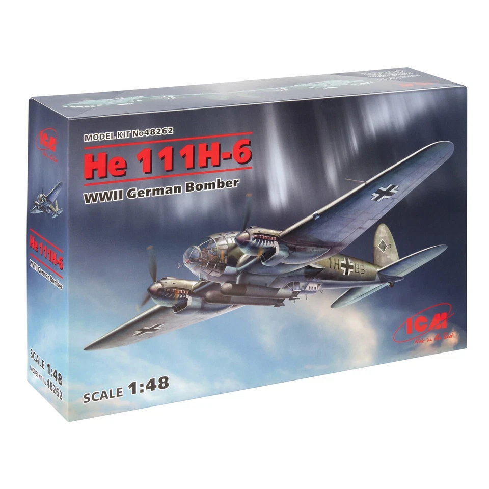 ICM 48262 He 111h-6 WWII German Bomber 1/48 Plastic Model Kit 345 Mm