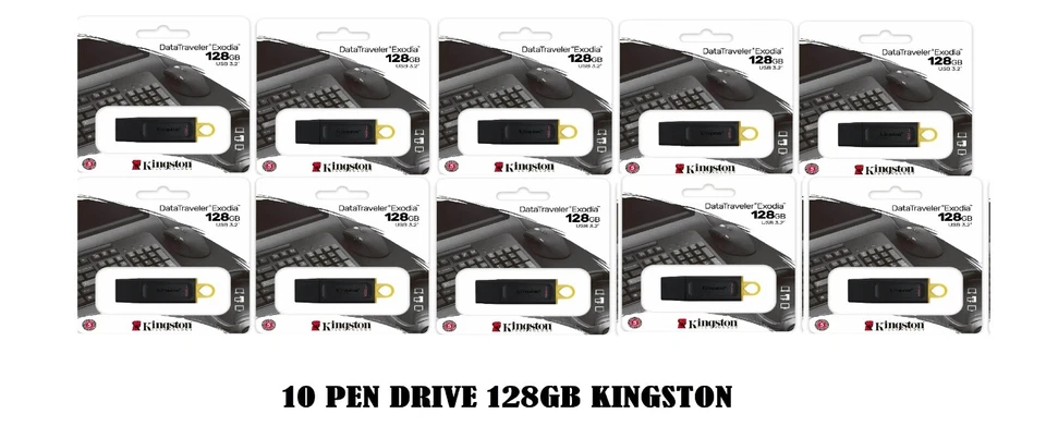 10 Pen Drive 128GB USB 3.2 Kingston Data Traveler Kyson DTX/128GB - Immagine 1 di 1