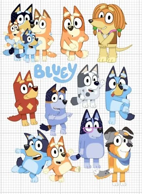 CAKEPHOTO BLUEY CHARACTERS EDIBLE ICING CAKE IMAGES / UNCUT OR PRE-CUT