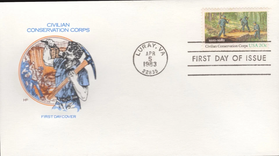 1983 FDC - Scott# 2037 - Civilian Conservation Corps - Farnam Cachet - Image 1 of 1
