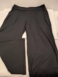 Women's Free Flow Wide Leg Black Knit Pants With Roll Over Waistband Size 3XL - Picture 1 of 10