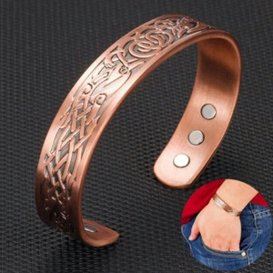 Solid Copper Nordic Bracelet Magnetic Healing Therapy Bangle Arthritis Relief - Picture 1 of 5