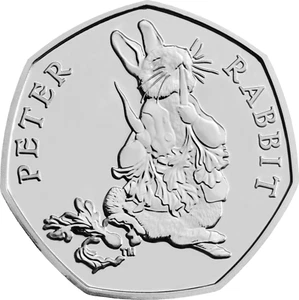 2018 Peter Rabbit 50p Münze Fifty Pence Beatrix Potter - Bild 1 von 2