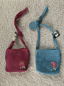 Girl's Knitted Handmade Crossbody Purse Set Light Blue & Pink - Picture 1 of 8