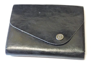 Artesanal Artesanal Negro Cuero de becerro liso Porta pasaporte Billetera Tarjeta Viaje - Imagen 1 de 8