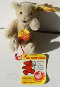 Oso de peluche Steiff miniatura rubio mohair original etiqueta amarilla 0212/10 etiquetas LINDO - Imagen 1 de 1
