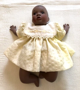 WENDY LAWTON BLACK PORCELAIN BABY DOLL, BLACK AMERICANA, AFRICAN AMERICAN - Picture 1 of 8