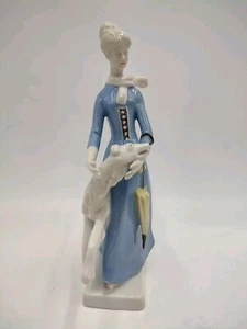 Lippelsdorf DDR Porzellan Figur Frau mit Wolfshund Barsoi nummeriert Vintage - Bild 1 von 16