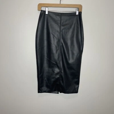 NWT Abercrombie & Fitch Black Vegan Leather Pencil Skirt Womens Size S - Image 1 of 4