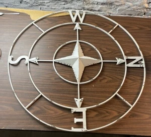 Farmhouse Metal Wall Compass Metallic White 31" inch *31 - Picture 1 of 3