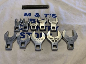 Mac Tools USA 3/8" Drive 10pc 7/16" - 1" SAE Open End Crowfoot Wrench Set - Picture 1 of 9