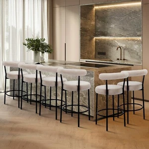 Bar Stools Set of 2, 24 Inches Counter Height Barstools with Black Metal Legs - Bild 1 von 42