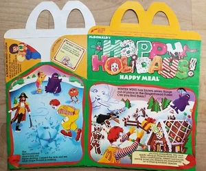 1984 McDonald's Happy Meal Box - Happy Holidays Ice Skating Ronald New/Unpunched - Picture 1 of 6