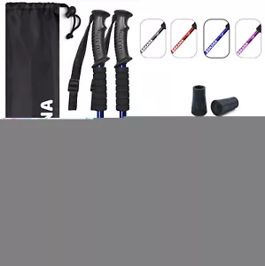 2Pcs 3-Section Telescopic Anti-shock Trekking Walking Poles Hiking Sticks BLUE - Picture 1 of 5