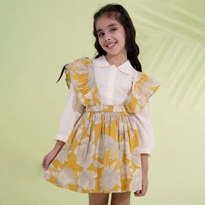 Bollywood Style Cotton 3/4th Sleeves Floral Printed Girls Dress with Shirt - Picture 1 of 28