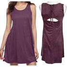 New Pink Republic Faux Suede Lace Up Back Sleeveless Mini Dress Wine Size Small