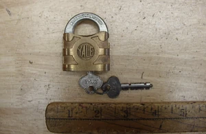 Antique Yale Brass Military Padlock,W/Two{2} Orig.No. FN8 Working Keys,EXCELLENT - Picture 1 of 9