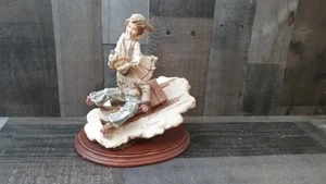 Vintage A. Belcari Capodimonte Porcelain Figurine Boy & A Girl Sledding 10'x9' - Picture 1 of 7