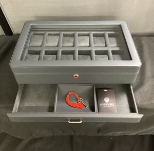 ROTHWELL 12 Fächer Leder Uhrenbox mit Diener Schublade - Bild 1 von 15