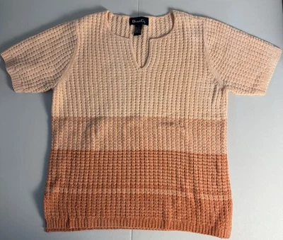 Denim & Co Short Sleeve Orange Woman’s Sweater Size Small - Image 1 of 4