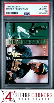 1994 SELECT #254 RICKEY HENDERSON ATHLETICS HOF PSA 10 - Image 1 of 3