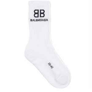 Balenciaga Unisex White BB Tennis Socks Size L - Picture 1 of 4