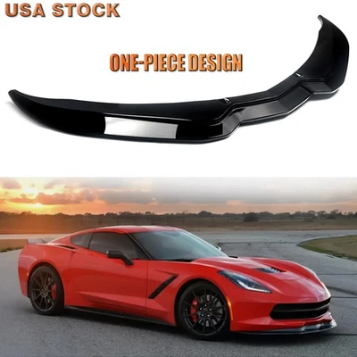 2014-2019 Chevrolet Corvette C7 Stage 2 Front Bumper Lip Splitter Gloss Black Foto 1 de 4