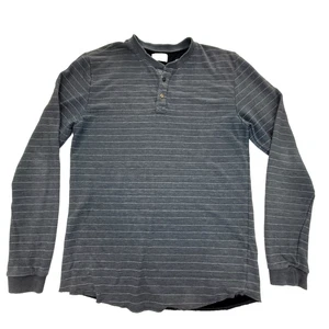 Marine Lagenlook langes Slv Henley Hemd grau gestreift Herren Large - Fehler - - Bild 1 von 13