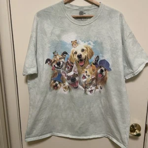 The Mountain Vintage Tye Dye Green T-shirt 2XL Goofy Puppies Kitties H. Robinson - Picture 1 of 13