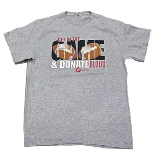 Donate Blood T-Shirt Get in The Game NFL Football USA Men's Large Grey Tee Plasm - Picture 1 of 11