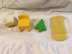 Vintage Little Tikes Dollhouse Family Furniture CHAIR CAR SEAT TREE BED MATTRESS - Picture 1 of 10